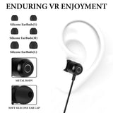 Geekria VR In-Ear Headphones Compatible with Pico Neo 3, HTC Vive, Short Earbuds with S / M / L Size, 3.5 mm Aux 360 Degree Sound Earphone (Black)