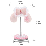Geekria Cute Headphone Stand, Plush Headset Holder with Soft Fur Protection & Stable Base, Kawaii Desk Headphone Hanger for Gaming Setup, Office, Bedroom Decor (Pink Bow)