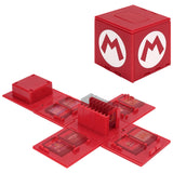 Geekria Game Card Case Compatible with Nintendo Switch, Large Capacity Game Card Organizer with 16 Game Card Slots, Deformable Expandable Game Card Holder, Cube Portable Card Storage Box (Red)