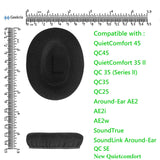 Geekria Comfort Velour Ear Pads for Bose New QuietComfort, QC 45/ 35II/ 35IIGaming/ 35/ 25/ 15/ SE, AE 2/2i/2w, SoundTrue, SoundLink AE2 Headphones, Ear Cushions with Video Guide (Black)