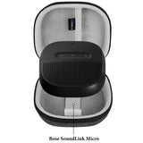 Geekria Shield Speaker Case Compatible with Bose SoundLink Micro, Replacement Travel Hard Shell Portable Speaker Protective Carrying Bag with Cable Storage, Keychain Hook (Grey)