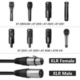Geekria for Creators XLR Male to XLR Female Microphone Cable 10 ft / 3 M, Compatible with Audio-Technica ATH AT2020, AT2035, AT2021, AT2040, AT2005USB, ATR1500x Balanced Mic Cord (Black)