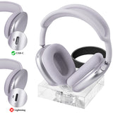 Geekria Headphones Charging Stand for Apple AirPods Max/AirPods Max 2 (USB-C), Acrylic Charging Dock, Base with Sleep Power Saving Mode (Transparent)