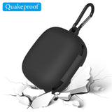 Geekria Silicone Case Cover Compatible with Soundcore by Anker C40i True Wireless Earbuds, Protective Earphones Skin Cover with Keychain Hook, Charging Port Accessible (Black)