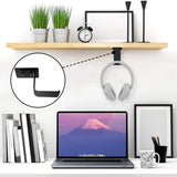 Geekria Headphone Wall Mount Aluminum Headset Holder, Gaming Headset Headphone Hook Holder, Headphone Stand Hanger Wall Mount Under Desk for All Headphones Size (2Pcs / Z / Black)