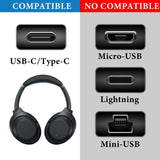 Geekria Type-C Headphones Charger Cable Compatible with Sony WH-1000XM6/1000XM5 XB920N ULT WEAR WF-1000XM5 LinkBuds INZONE Buds, USB-C Replacement Power Cord (4 ft/120 cm)