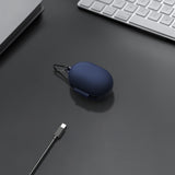 Geekria Silicone Case Cover Compatible with Bose New QuietComfort True Wireless Earbuds, Protective Earphones Skin Cover with Keychain Hook, Charging Port Accessible, Front LED Visible (Blue)