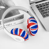 Geekria 2 Pairs Flex Fabric Headphones Ear Covers - Product Safety Certified - Washable & Stretchable Earcup Protectors for Over-Ear Headsets, Sweat Pads for Gym, Gaming (M / England Flag)