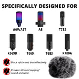 Geekria for Creators Furry Windscreen Compatible with FIFINE AmpliGame A6T, A6V, T669, T732, K669B, K780A, Mic DeadCat Wind Cover Muff, Windbuster, Windjammer, Fluff Cover Windshield (Grey 2 Pack)