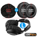 Geekria 100 Pairs Disposable Headphones Ear Cover for Large Over-Ear Headset Earcup, Stretchable Sanitary Ear Pads Cover, Hygienic Ear Cushion Protector (L / Black)