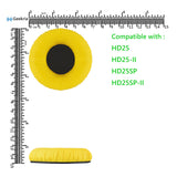 Geekria QuickFit Leatherette Replacement Ear Pads for Sennheiser HD25, HD25-II, HD25SP, HD25SP-II, Limited 75th Anniversary Edition Headphones, Ear Cushions with Video Guide (Yellow)
