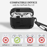 Geekria Rugged Case Cover Compatible with Airpods Pro 2nd / 1st Generation (2023/2022/2019) Support MagSafe, Full Drop Protection Cover with Phone Holder and Back Magnetic Suction Function
