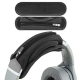 Geekria Short Replacement Medium Hook and Loop Headband Cover + Velour Pad Set, Compatible with Skullcandy, Bose, JBL, Sony Headphones Accessory, Easy DIY Installation (Black)