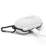 Geekria Silicone Cover Case for Samsung Galaxy Buds+, Buds 2 True Wireless Earbuds, Earbud Protection with Keychain (White)