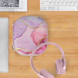 Geekria NOVA On-Ear Headphones Case Compatible with JBL Tune 510BT, 570BT, 520BT, 670NC, 560BT, Replacement Hard Shell Travel Carrying Bag with Cable Storage (Pink Marble)