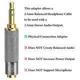 Geekria 3.5mm Stereo Male to 2.5mm Balanced Female Adapter, Use 2.5mm Balanced Headphone Cable with 3.5mm Stereo Audio Output, No Microphone Support