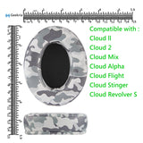 Geekria QuickFit Extra Thick Replacement Ear Pads for HyperX Cloud III, Cloud 3, Cloud II, 2, Mix, Alpha, Cloud Flight, Stinger, Revolver S Headphones Ear Cushions, Ear Cups Repair Parts (Camo)