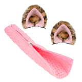 Geekria NOVA Knit Fabric Headband Cover + Cat Ears Attachment Compatible with Razer, SteelSeries, HyperX, Sennheiser, ASTRO, Sony, Logitech, ATH Headphones, Sweat Cover (Leopard Print Pink)