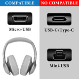 Geekria USB Headphones Charger Cable Compatible with JBL Live 500BT/50BTNC, TUNE 750BTNC/600BTNC, USB-C to Micro-USB Replacement Power Charging Cord (4ft/120cm 2 Pack)