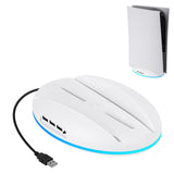 Geekria RGB Stand Compatible with PS5, Playstation 5 Console LED Base Gaming Stand with 2.0 USB Hub Game Accessories (White)