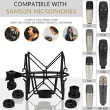 Geekria for Creators Microphone Shock Mount Compatible with Samson C01, C01U Pro, C03, C03U, CL7a, CL8a Mic Anti-Vibration Suspension Adapter Clamp Mic Holder Clip (Black / Metal)