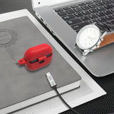 Geekria Silicone Case Cover Compatible with JBL Tune 130NC TWS True Wireless Earbuds, Earphones Skin Cover, Protective Carrying Case with Keychain Hook, Charging Port Accessible (Red)
