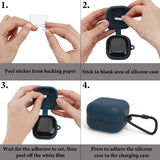 Geekria Silicone Case Cover Compatible with Sony LinkBuds Clip (WF-LC900) True Wireless Earbuds, Protective Earphones Skin Cover with Keychain Hook, Charging Port Accessible (Dark Blue)