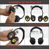 Geekria QuickFit Earpad Compatible with Bose QC3 ON EAR, QuietComfort 3 Headphone Replacement Ear Pad + Headband Cover / Ear Cushion / Ear Cover / Earpads Repair Parts (Black)