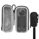 Geekria Hard Shell Action Camera Carrying Case Compatible with Insta360 X3, Half-Open Zipper Design Pouch Compatible with Selfie Stick and Tripod, Insta 360 Lens Protective Cover (Dark Grey)