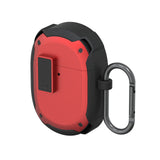 Geekria PC Case Cover Compatible with Google Pixel Buds A True Wireless Earbuds, Earphones Skin Cover, Protective Carrying Case with Keychain Hook, Charging Port Accessible (Black Red)