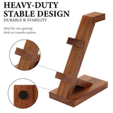 Geekria Solid Wood Dual Gamepad and Headphone Stand, Controller Storage Holder for PS4, PS5, Xbox, Switch, 8BitDo, Universal Desk Game Accessories