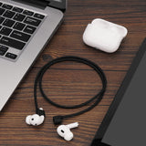Geekria Wireless Earphone Magnetic Anti-Lost Strap Accessories, Soft Silicone Sport Earphones Anti-Lost Strap, Lanyard, Compatible with Airpods Full Range, SAMSUNG, Anker Soundcore (Black/2 Pack)