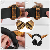 Geekria 3D Printed Demon Horns for Over Ear Headphones, Handmade Devil Headband, Adjustable Cosplay Accessory for Halloween & Dress Up Parties (Gold)