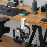 Geekria PC Gaming Dual Headphone Stand, Clip On Desk Headphone Holder, 360 Rotation Adjustable, Under Desk Headset Holder Compatible with Sennheiser, Bose, Beats, Razer, Sony (White)