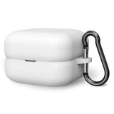 Geekria Silicone Case Cover Compatible with Sony LinkBuds Fit WF-LS910N, True Wireless Earbuds, Protective Earphones Skin Cover with Keychain Hook, Charging Port Accessible (White)