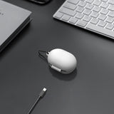 Geekria Silicone Case Cover Compatible with Bose New QuietComfort True Wireless Earbuds, Protective Earphones Skin Cover with Keychain Hook, Charging Port Accessible, Front LED Visible (White)