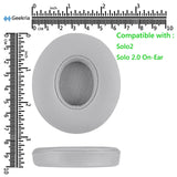 Geekria QuickFit Replacement Ear Pads for Beats Solo2 Wireless (B0534) (Not Compatible with Beats Solo2Wired) On-Ear Headphones Ear Cushions (Grey)
