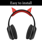 Geekria Devil Horn Headphone Decor, Adhesive Horns for Headband, Gothic Punk Halloween Cosplay Accessory Compatible with Sony, Bose, Beats, Microsoft, Skullcandy Headphones (Red)