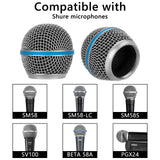 Geekria for Creators Microphone Replacement Grille Compatible with Shure BETA 58A, SV100 Mic Head Cover, Microphone Ball Head Mesh Grill, Capsule Parts (Silver / 2 Pack)