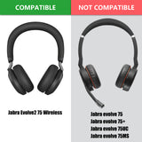 Geekria QuickFit Replacement Ear Pads for Jabra Evolve2 75 Wireless Headphones Ear Cushions, Headset Earpads, Ear Cups Cover Repair Parts (Black)