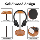 Geekria Headphone Stand for Desk, Walnut Wood & Aluminum Headset Holder with Storage Base, Gaming Headphone Stand Compatible with Sony Bose Sennheiser(Walnut)