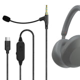 Geekria USB-C Boom Mic Cable Compatible with Soundcore Space One, Sony WH-1000XM6, ULT WEAR, Replacement Cord with Boom Microphone and Volume/Mute Control for Gaming & Meeting (5.6ft)