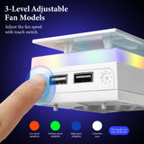 Geekria RGB Cooling Fan Compatible with Xbox Series S, Top Heat Dissipation Dust Fan, Chilling System with 3 Speed Level Adjustable, 7 Modes RGB Light Strip, Low Noise and 2 USB Port