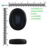 Geekria QuickFit Replacement Ear Pads for JBL Live 650 BTNC, Lifestyle E65BTNC, Duet NC, Live 660 NC Ear Cushions, Repair Parts (Black)