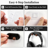 Geekria 2 Pack Headphone Holder Wall Mount, Self-Adhesive Headset Hanger, No-Drill, Space Saving Headphone Hook for Gaming Headsets, Office, Desk, Cabinet, Wall (Black)