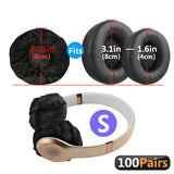 Geekria 100 Pairs Disposable Headphones Ear Cover for On-Ear Headset Earcup, Stretchable Sanitary Ear Pads Cover, Hygienic Ear Cushion Protector (S / Black)
