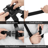 Geekria Chest Mount Strap, Adjustable Harness, Compatible with DJI Osmo Pocket 3, Action 6, 5 Pro, Osmo 360, Insta360 AcePro 2, X5, X4 Air, Hero 13, MAX 2 Action Camera Accessories (Black)
