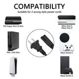 Geekria IEC320 C7 to NEMA 1-15P Replacement Power Cord, 2 Prong AC Power Cable Compatible with Sony PS5, PS4, PS3, PS2 Slim, Microsoft Xbox One X/Series S/One S Console (2Pack/10ft)