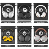 Geekria Headphone Pouch, Compatible with Sony WH-1000XM6/1000XM5, Bose Ultra II, Skullcandy Crusher ANC 2 and More, Universal Headphones Pouch / Portable Travel Bag (Black)