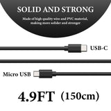 Geekria for Creators Micro USB to USB C Microphone Cable 4.9ft / 1.5m, Compatible with Shure MV7, MV88+, MV5, MV51, MVi Mic Cord (Black)